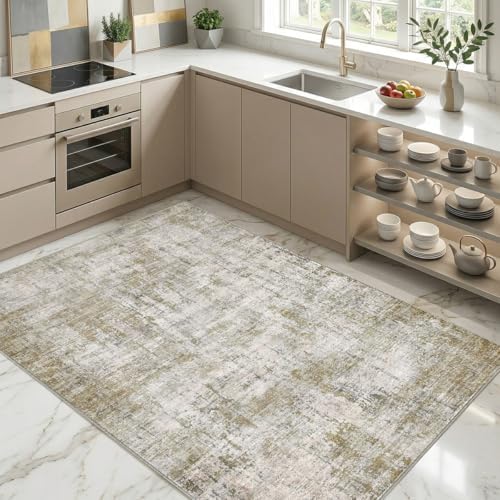 Washable 4'x6' Abstract Area Rug for Bedroom Living Room - Image 6