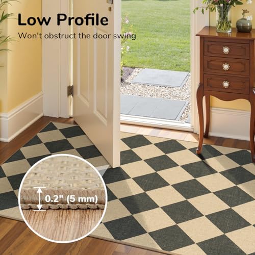 Lessymo Checkered Easy Jute Entryway Rug, 2x3 Washable Non Slip Door Mat - Image 7