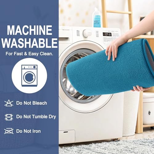 OLANLY Memory Foam Bathroom Runner Rugs 59x24, Long Bath Mats, Peacock Blue - Image 6