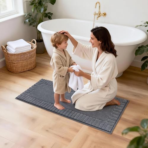 Pauwer Bathroom Rugs Set 5 Piece, Microfiber Bath Mat Set, Dark Grey - Image 7