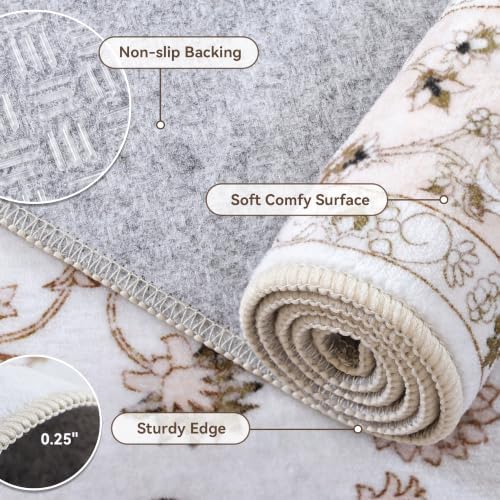 Small 2x3 Rug Boho Washable Area Rug for Entryway Door Mat, Beige - Image 6