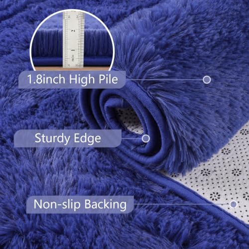 3x5 Royal Blue Fluffy Soft Area Rug Non-Slip for Bedroom Entryway - Image 6
