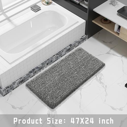 Yimobra Bathroom Rugs Non Slip 47x24, Soft Bath Mat, Light Gray&Black Gray - Image 6