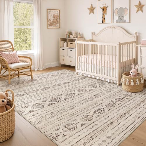 Nakagishi Boho 10x12 Area Rug Living Room Rugs Machine Washable Dark Brown - Image 7