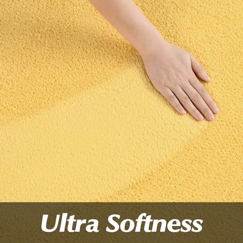 FlyDOIT Round Area Rugs for Bedroom Living Room, 4x4 Yellow Super Soft Comfy Thickened Memory-Foam Indoor Circle Carpets, Modern Aesthetic Minimalist Carpet for Boys Girls Adults Nursery Home Décor - Image 6