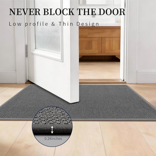 YIHOUSE Dark Gray Bathroom Rugs Sets 4 Piece, Quick Dry Thin Bath Mat with Toilet Rug, Non Slip Absorbent Machine Washable, Bath Runner Rugs for Bathtub Sink Home Decor - Image 6
