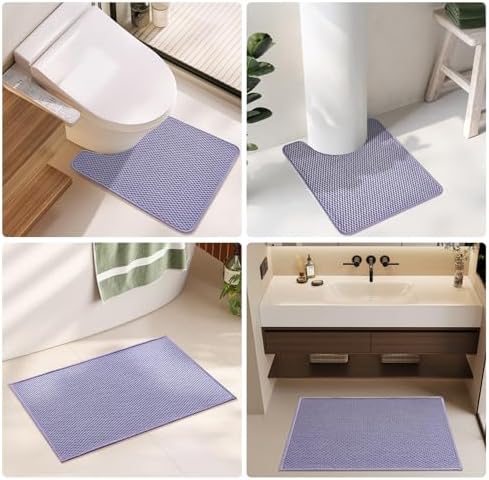 TYUU Bathroom Runner Rugs, Long Bath Mat Runner Washable Thin Quick Dry Low Pile Bathroom Runner Rugs Non Slip, Lavender 16"x60" - Image 6