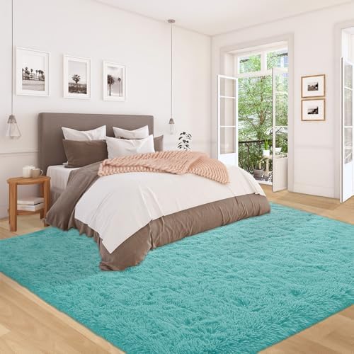 5x7 Area Rug for Living Room: Fluffy Shag Soft Washable Rugs Fuzzy Plush Indoor Carpet for Bedroom Nursery Playroom Dorm Kids Girls Boys Room (Teal Blue, 5'x7') - Image 6