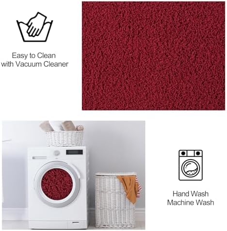 FlyDOIT Area Rugs for Bedroom Living Room, 6x9 Rose Red Super Soft Comfy Thickened Memory-Foam Indoor Carpets, Modern Aesthetic Minimalist Carpet for Boys Girls Adults Apartment Nursery Home Décor - Image 6