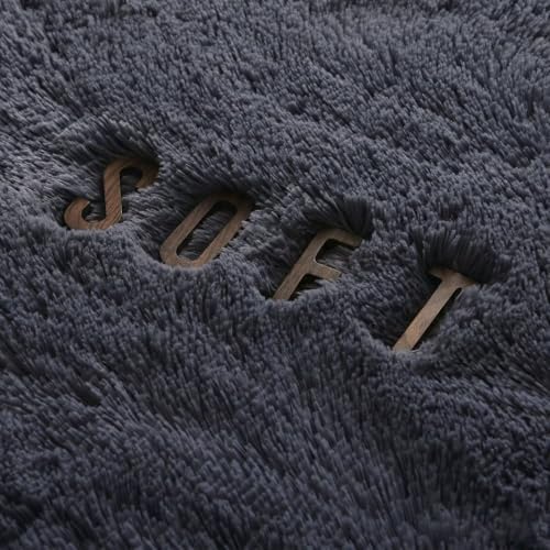8x10 Ft Dark Grey Fluffy Area Rug for Living Room, Washable - Image 6