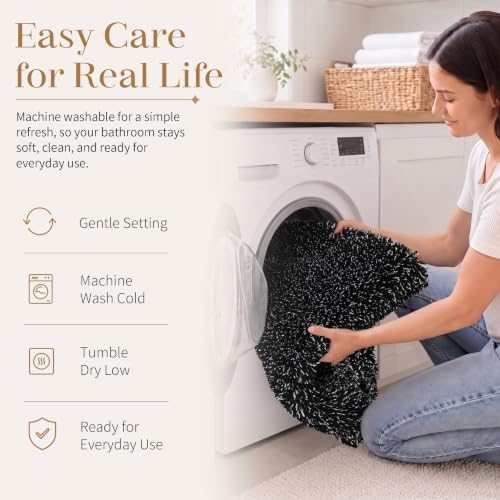Yimobra Bathroom Runner Rug Non Slip 70x24, Long Bath Mat, Black&White - Image 6