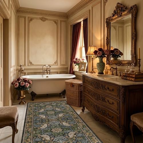 Floral Kitchen Runners - 2x6 Runner Rug for Hallway Bathroom Laundry Room Bedroom Beside Bed Entryway, Boho Leaves Patterned Non Slip Low Pile Washable Rugs - Image 6