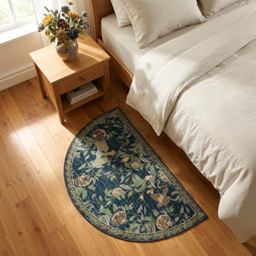jinchan 2x3 Half Circle Floral Vintage Washable Entryway Rug, Blue/Green - Image 7