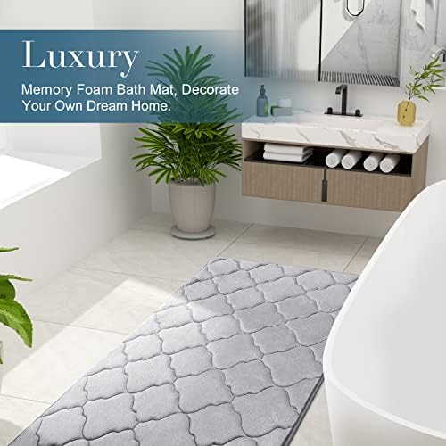 OLANLY Memory Foam Bath Mat Rug 59x34, Ultra Soft Bathroom Rugs, Grey - Image 6