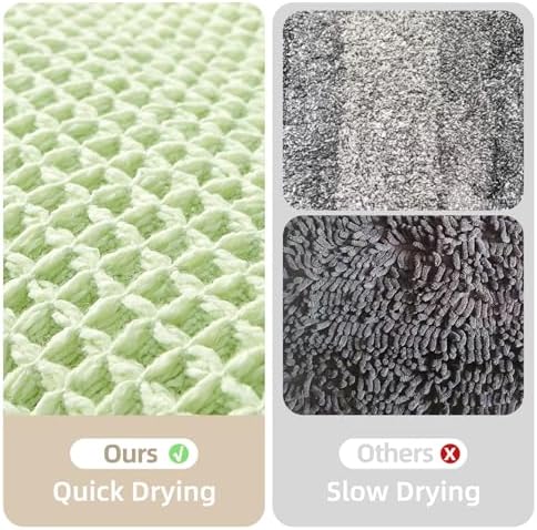 TYUU Waffle Bath Mat, Boho Bathroom Rugs Non Slip, 48x24 Pale Green - Image 6