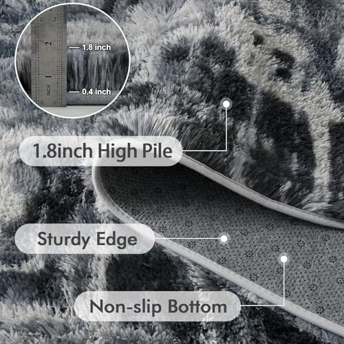 8x10 Ft Extra Large Shag Rugs for Living Room, Tie Dyed Ultra Soft Fluffy Furry Area Rugs for Bedroom Indoor Floor, Aesthetic Carpet for Kids Home Decor (Blue) - Image 6