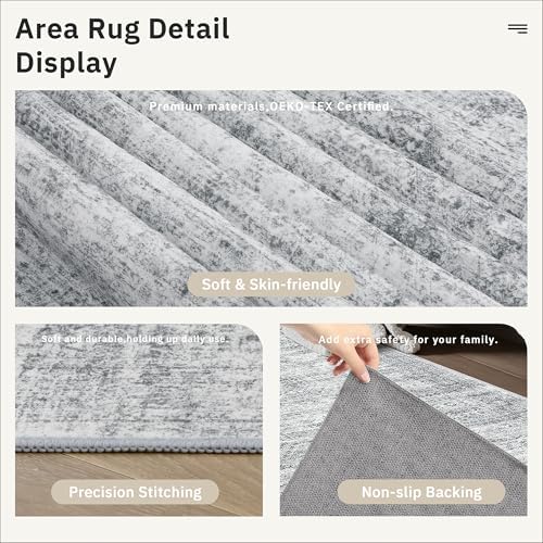 Soalmost Hallway Runner Rug 2'6" x 14' Washable Long Kitchen Rugs Grey - Image 6