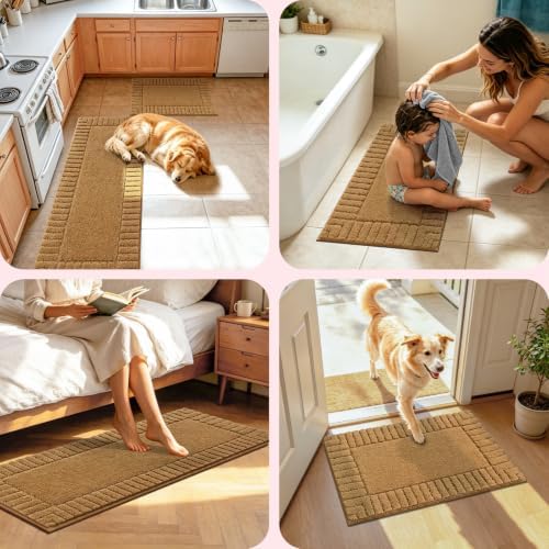 Pauwer Bathroom Rugs Sets 3 Piece, Microfiber Bath Mat Set, Mustard - Image 7