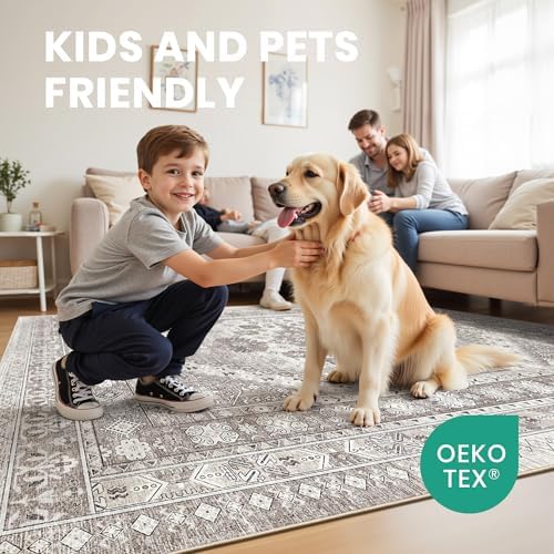 zesthome 7x9 Area Rugs for Living Room,Large Washable Rug,Brown - Image 7