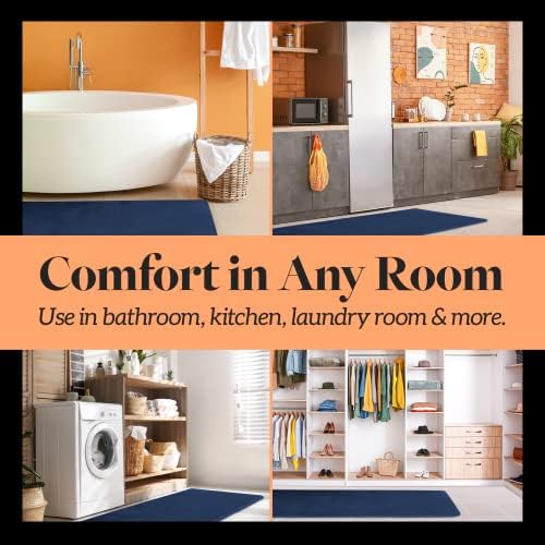 Memory Foam Bath Mat Non Slip Absorbent Super Cozy Velvet Bathroom Rug Carpet (20 inches X 32 inches, Navy) - Image 7