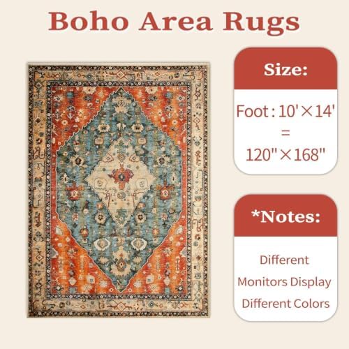 SERISSA 10x14 Washable Non Slip Boho Area Rug for Living Room - Image 6