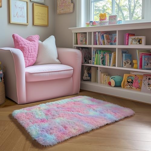 Amdrebio Rainbow Unicorn Pastel Small Mini Area Rug 2x3 for Kids Bedroom - Image 6
