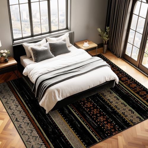 6x9 Washable Area Rugs for Living Room Boho Bedroom Rug Colorful/Black - Image 7