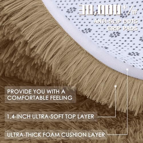 OLANLY 2x6 Machine Washable Runner Rugs for Hallway, Soft Fluffy Shaggy Bedside Rugs for Bedroom, Living Room, Indoor Floor Carpet for Kids Girls and Boys, Home Decor Aesthetic, Taupe - Image 7