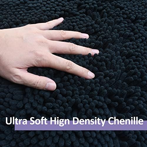 Bathroom Rugs Set 2 Piece Thick Chenille Kitchen Mats,Quick Dry Absorbent Bath Rugs With Non-Slip Pvc Backing,Bath Mats for Bathtub,Bedroom,Living room -Home Decor Large Rugs 47x24+24x16 Inch Black - Image 6