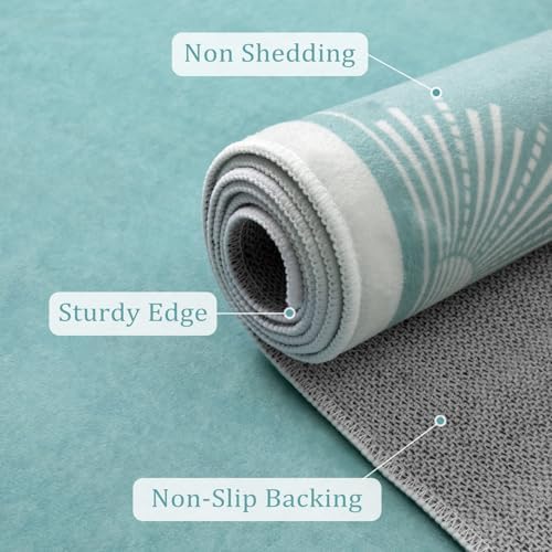 Hedlive Modern Bedroom Rug 8x10 Under Bed, Low Pile Washable Rugs for Living Room,Soft Sun Printed Large Rug,Aqua Dining Room Rugs for Under Table Classroom Dorm(8x10ft, Baby Blue) - Image 6