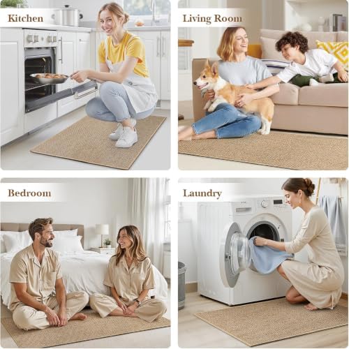 Kitchen Rugs Set of 2, Washable Floor Mats, Khaki 20x32+20x47in - Image 7
