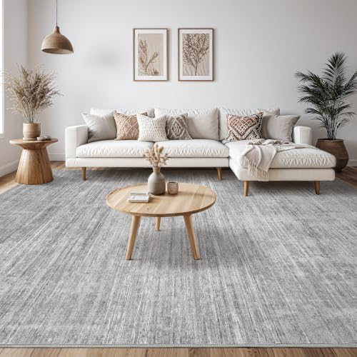 Tortania Area Rug Living Room Rugs - 10x14 Washable Large Soft Neutral Boho Moroccan Bohemian Farmhouse Rug Indoor Floor Carpet for Bedroom Under Dining Table Home Office Decor - Silver Gray - Image 7