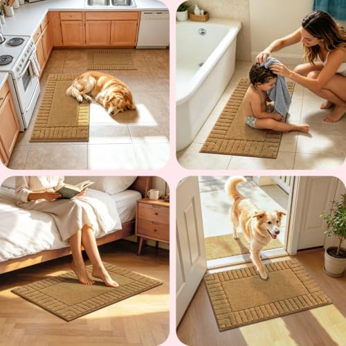 Pauwer Bathroom Rugs Sets 3 Piece, Microfiber Bath Mat Set, Mustard - Image 7