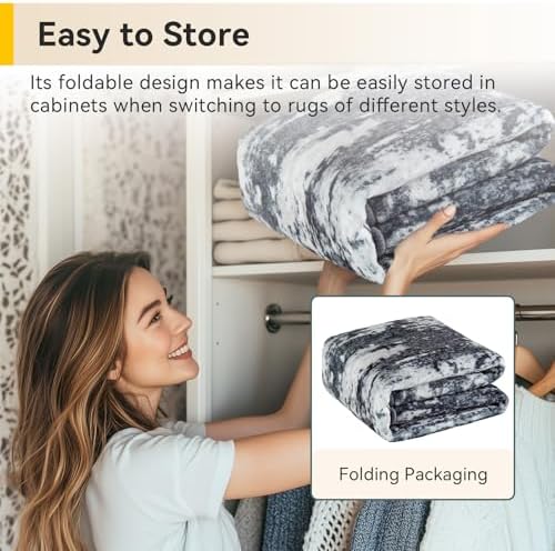 RELEANY Washable 9'x12' Abstract Area Rug for Living Room Black White - Image 6