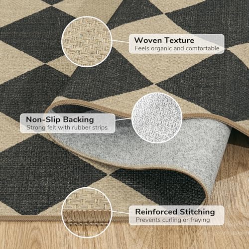 Lessymo Checkered 3x5 Outdoor Patio Rug, Washable Easy Jute for Entryway - Image 7