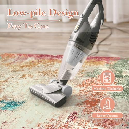Lahome Abstract Kitchen Rugs Washable, 3x5 Ultra Thin Soft Small Area Rug for Living Room Non-Slip, Low-Pile Indoor Modern Colorful Bedroom Throw Carpet for Entryway Office Bathroom - Image 6