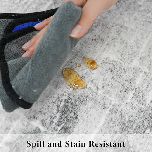 HY HAOYUNLAI Abstract 2x8 Runner: Washable Non-Slip 8ft Hallway Carpet Stain-Resistant Laundry Room Kitchen Area Rug Throw Entryway Foyer Mat Soft Living Room Bedroom Beside Runner Rug(2x8,Light/Grey) - Image 6