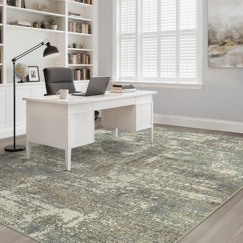 LOONGRUG 8x10 Area Rugs Washable Neutral Modern Living Room Rug Green Brown - Image 7