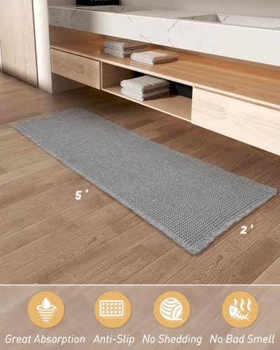 Upgraded Waffle Bath Mat Runner Absorbent Non Slip Bathroom Mat, 2' x 5' - Image 6