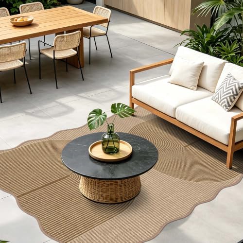 Easy Jute Rug for Pet Homes: Scalloped Rug 5x7 - Geometric Arch Pattern - Image 6