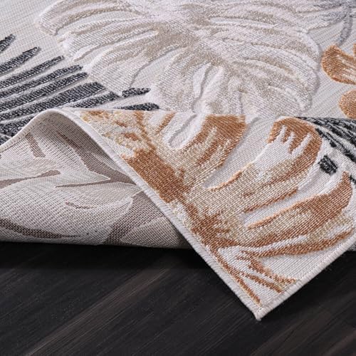 CAMILSON Indoor Outdoor Rug, Yellow 6’x9’ Leaf Tropical Botanical Area Rugs for Indoor and Outdoor patios, Easy-Cleaning Non-Shedding Living Room, Garden and Kitchen Washable Outside Carpet (6x9) - Image 6
