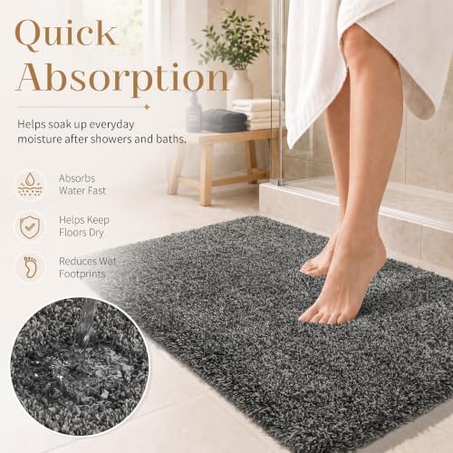 Yimobra Bathroom Runner Rug Non Slip, Bath Mat,60x24, Light Gray&Black Gray - Image 6