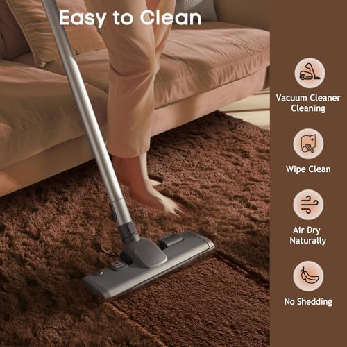 Ophanie Brown Rugs for Bedroom Living Room, Fluffy Fuzzy Furry Carpet,Plush Soft Shaggy Bedside Indoor Floor 4x6 Area Rug for Kids Girls Boys Baby Teen Dorm Nursery Decor with Over 99 pcs Pile fibers - Image 6