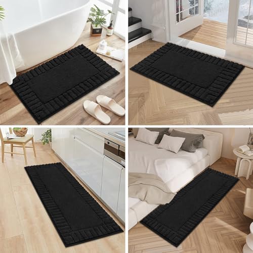 Pauwer Bathroom Rugs Sets 3 Piece, Microfiber Bath Mat Set, Black - Image 7