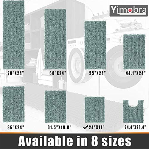 Yimobra Bathroom Rugs Non Slip Washable - Ultra Soft Absorbent Chenille Bath Mat, Quick Dry Shaggy Floor Carpet for Tub Shower, Grayish Green Home Decor Accessories, 24x17 Inch - Image 6