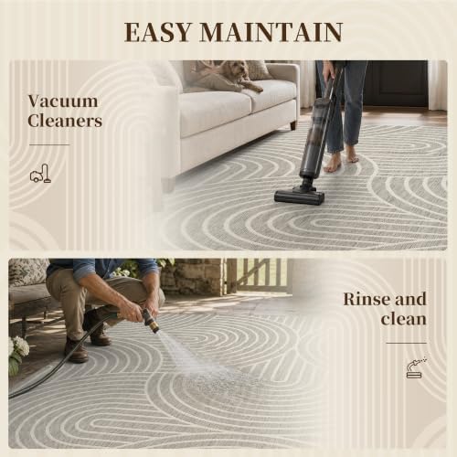 PADOOR-Outdoor Rug-Patio Rug 8x10 ft Polypropylene Indoor Outdoor Rugs Outdoor Carpet for Patio Deck Balcony Porch, Textured Weave, Durable for High Traffic, Fade-Resistant, Modern Neutral Grey - Image 6