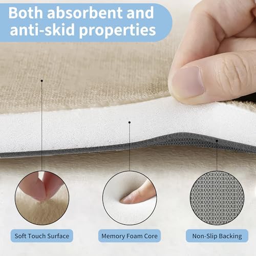 Cupic Cupid Super Soft Memory Foam Bath Mat, Khaki Bathroom Rugs, Non Slip Bath Mats for Bathroom Floor, Machine Washable Rugs for Shower & Tub, Quick Dry Bath Carpet for Decor, 24" x 36" - Image 7