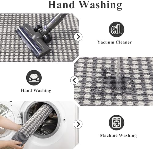 Ileading Laundry Room Runner Rug 2'x6' Non Slip Farmhouse Kitchen Floor Mats with Rubber Backing Machine Washable Grey Indoor Decor Carpet for Doormat Hallway Entryway Petmat Garage Balcony - Image 6