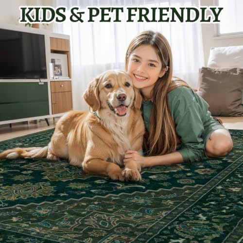 Tangsoo Dark Green 2x3 Small Rugs for Entryway, Washable Vintage Non Slip Oriental Rug, Indoor Front Door Rug, Print Door Mat Small Carpet, Soft Low Pile Rugs for Entrance Kitchen Bedroom Home Decor - Image 7