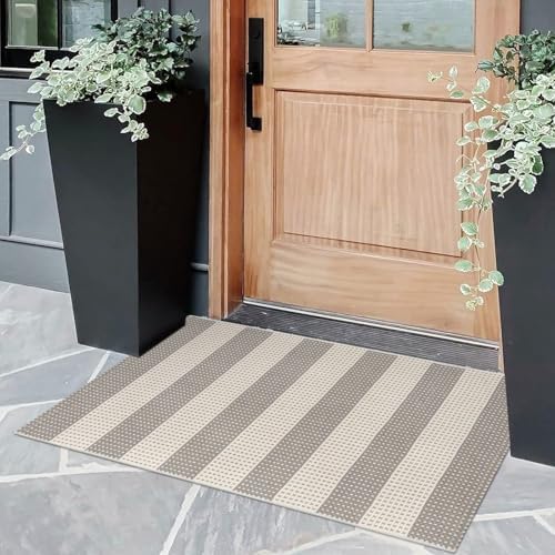 OJIA Front Door Mat Outside Entrance 24"x36" Striped Small Outdoor Rugs - Image 7